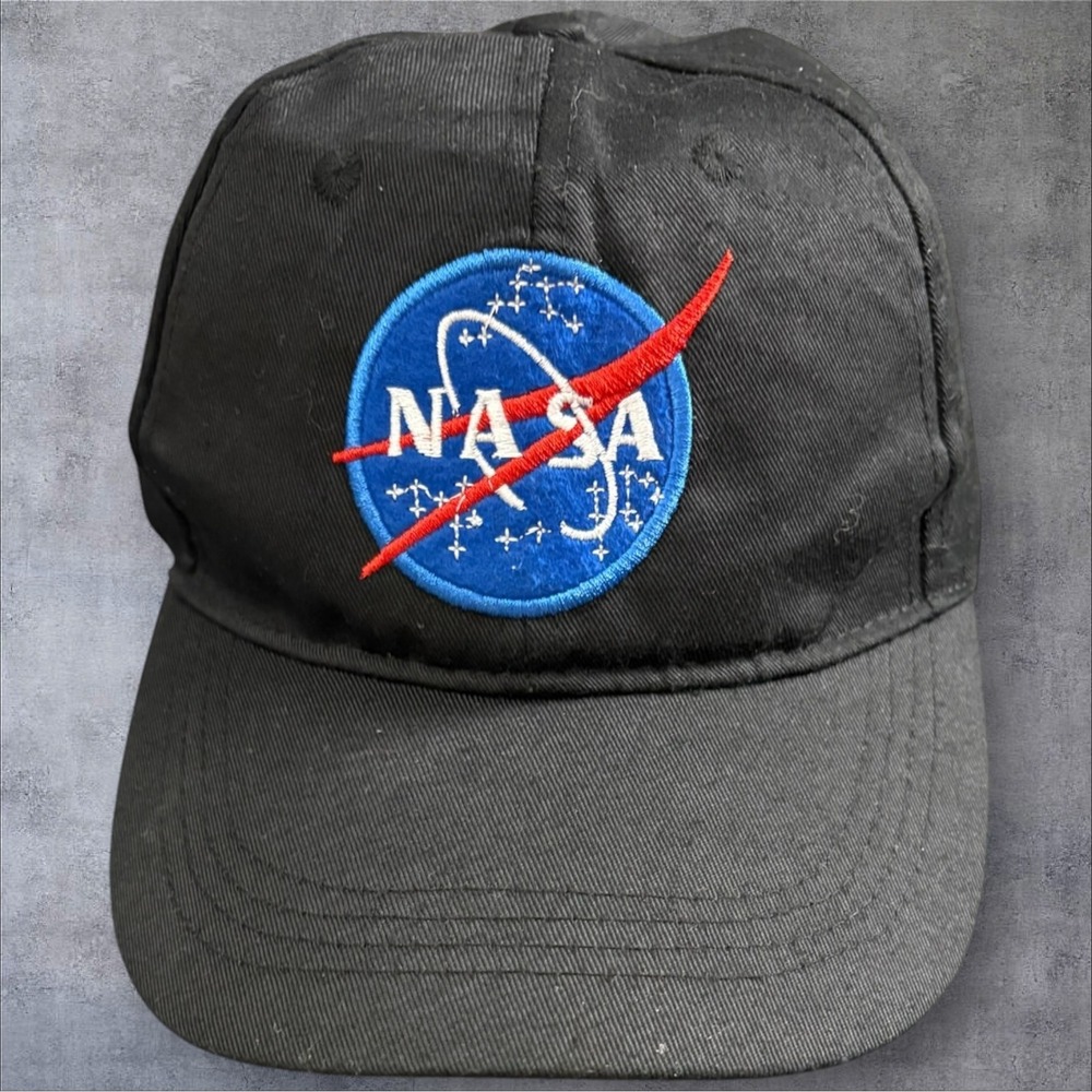 Spirit NASA Baseball Hat Large Black Embroidered Logo Hook Loop Strapback